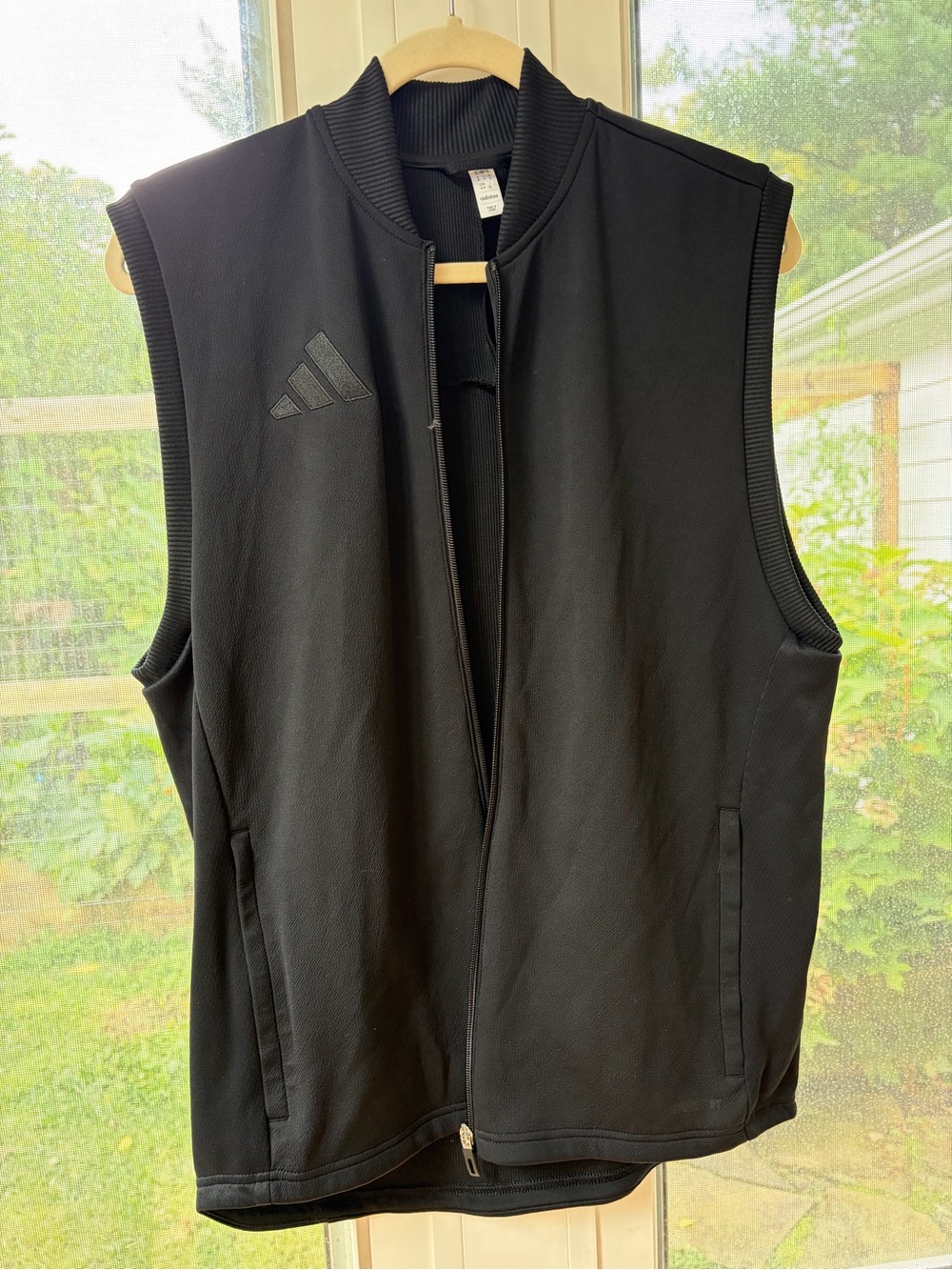 adidas Men's Black Sleeveless Zip-Front Training Vest